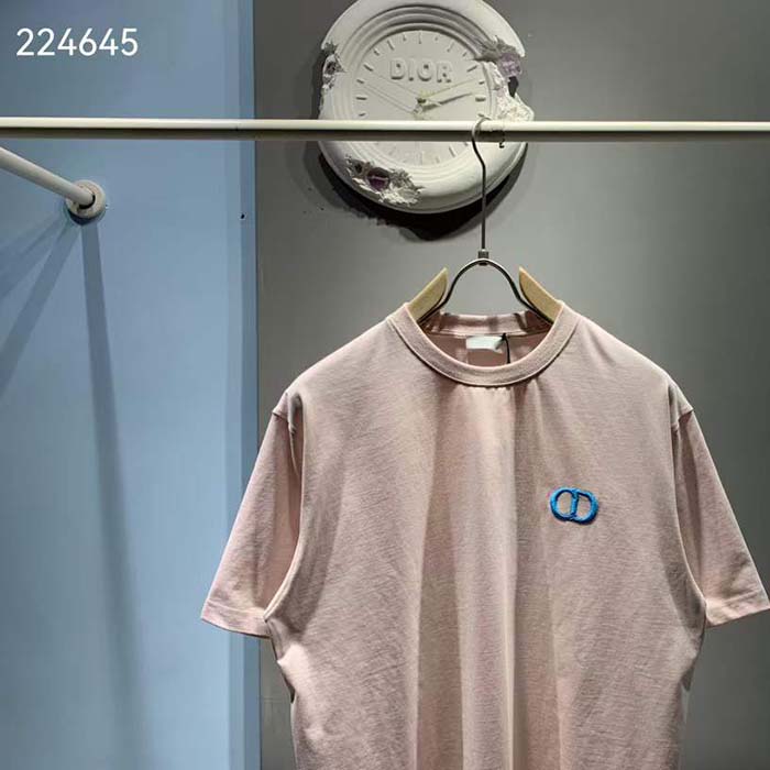 Dior Men CD Icon Relaxed-Fit T-Shirt Pink Organic Cotton Jersey