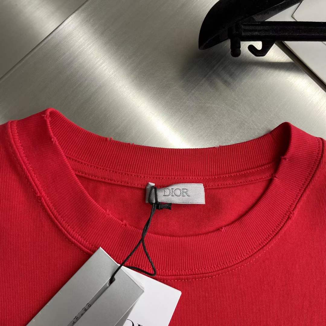 Dior Women CD Otani Workshop Relaxed-Fit T-Shirt Red Cotton Jersey