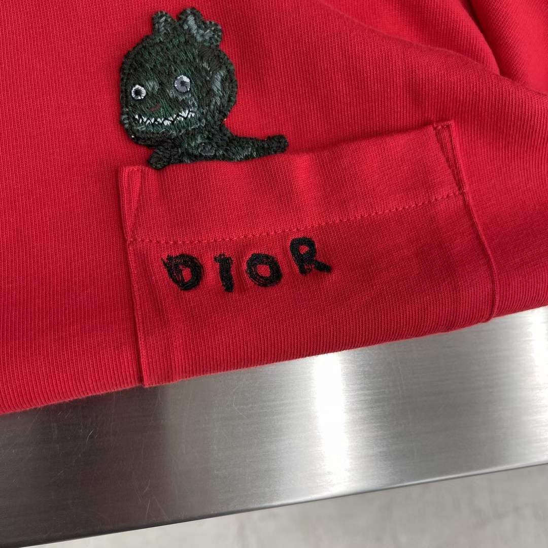 Dior Women CD Otani Workshop Relaxed-Fit T-Shirt Red Cotton Jersey