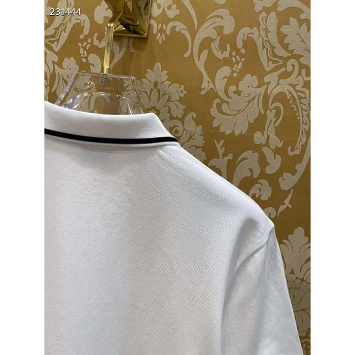 Dior Men CD Polo Shirt Bee Embroidery White Cotton Piqué