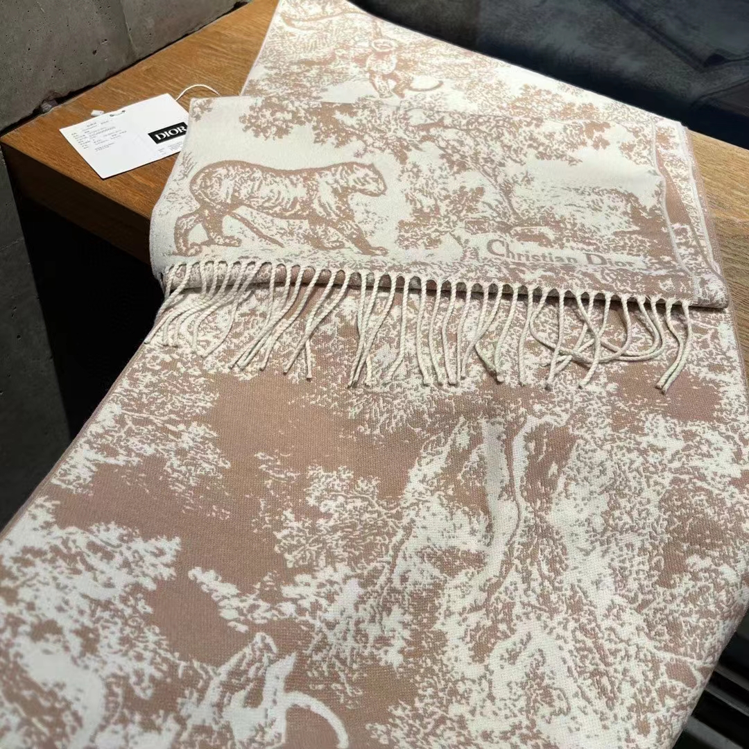 Dior Unisex CD Toile De Jouy Sauvage Scarf Rose Cashmere Wool