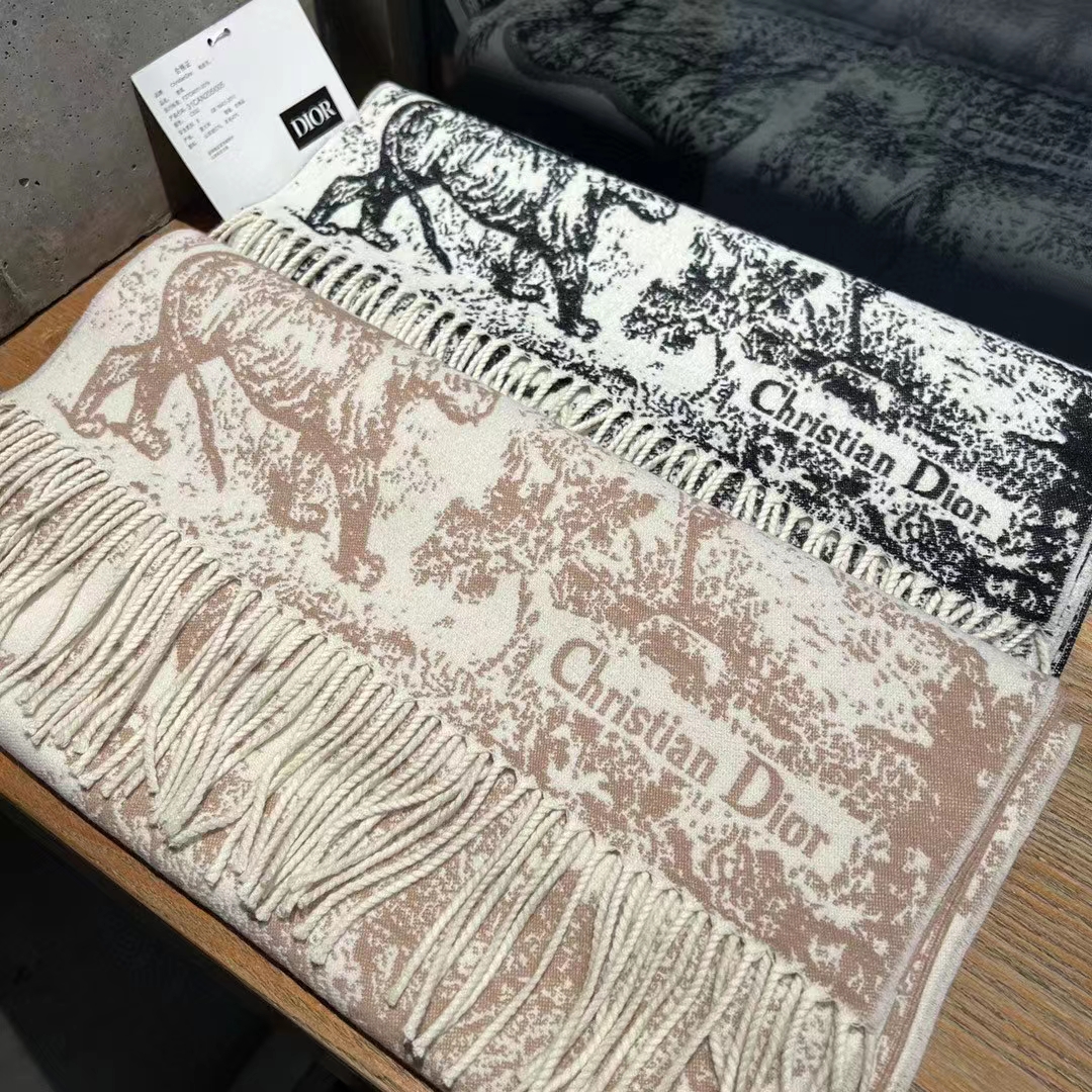 Dior Unisex CD Toile De Jouy Sauvage Scarf Rose Cashmere Wool