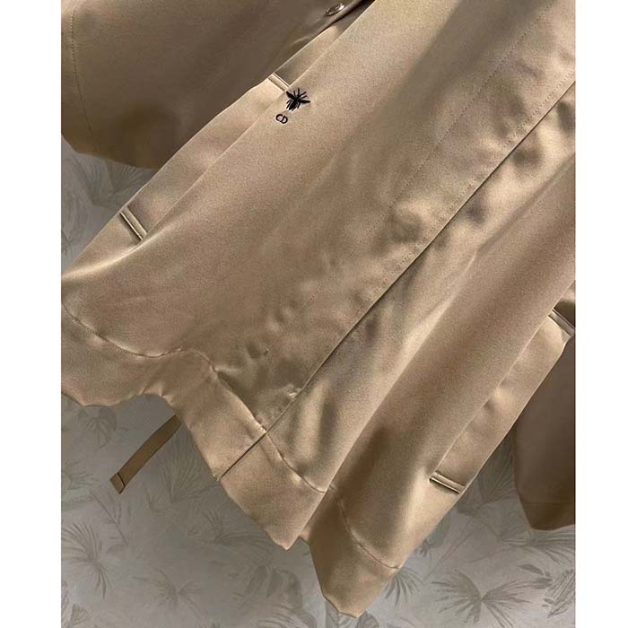 Dior Women CD Cape-Effect Peacoat Beige Cotton Gabardine