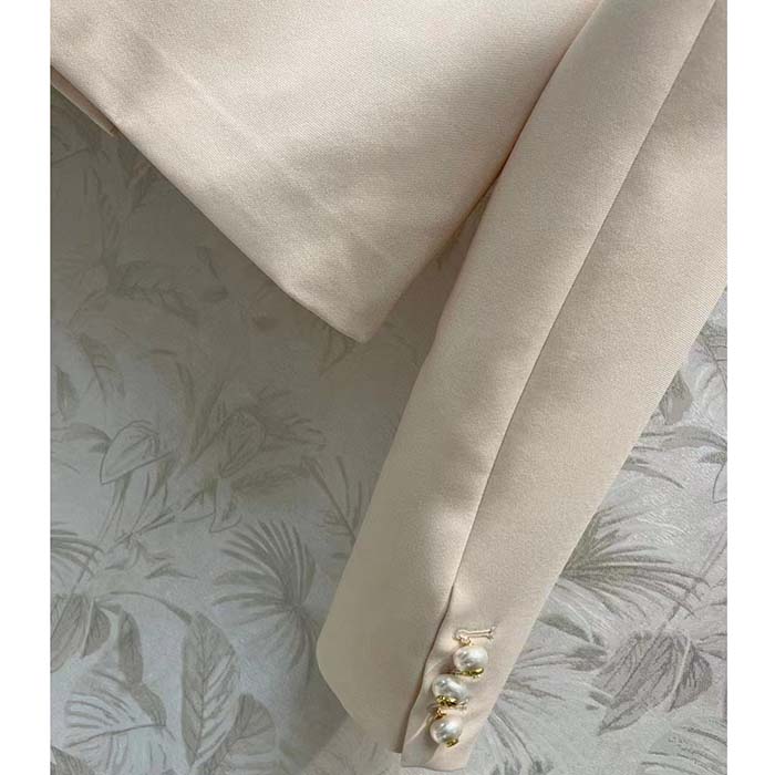 Dior Women CD Cropped Jacket Ecru Wool Silk Long Sleeves