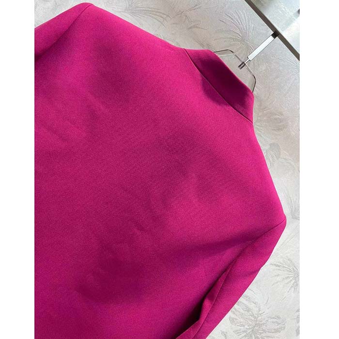 Dior Women CD Cropped Jacket Mulberry Wool Silk Long Sleeves
