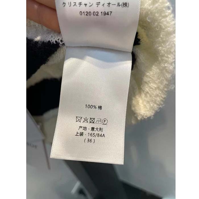 Dior Women CD Dior Marinière Bralette White Navy Blue Cotton