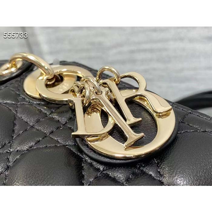 Dior Women CD Lady Dior Micro Bag Black Cannage Lambskin