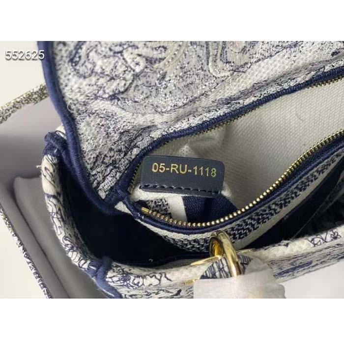 Dior Women CD Medium Lady D-Lite Bag Blue Toile De Jouy Embroidery