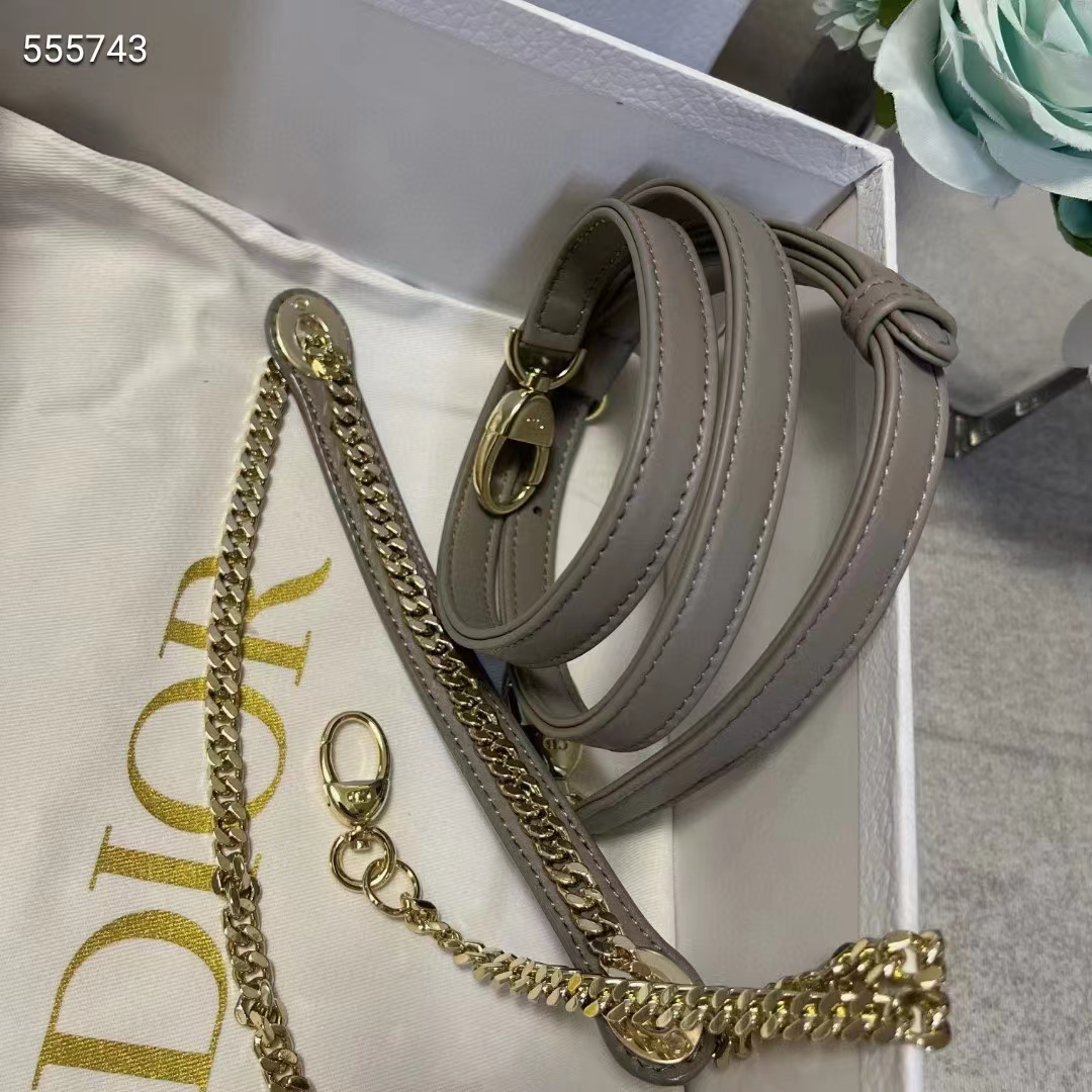 Dior Women CD Mini Lady Dior Bag Stone Gray Cannage Lambskin