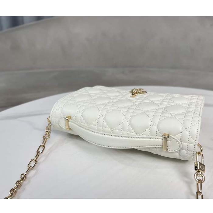 Dior Women CD Miss Dior Top Handle Bag Latte Cannage Lambskin
