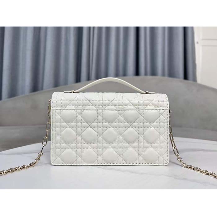 Dior Women CD Miss Dior Top Handle Bag Latte Cannage Lambskin