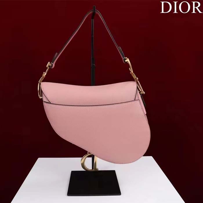 Dior Women CD Saddle Bag Strap Blush Grained Calfskin