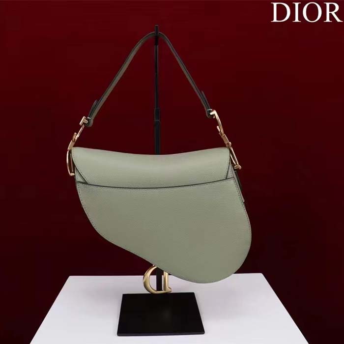 Dior Women CD Saddle Bag Strap Cedar Green Grained Calfskin
