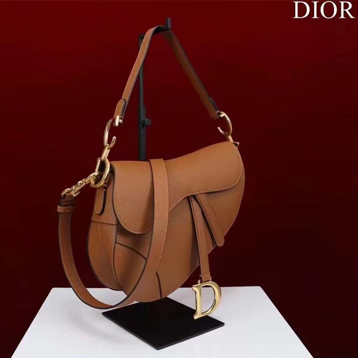 Dior Women CD Saddle Bag Strap Golden Saddle Grained Calfskin
