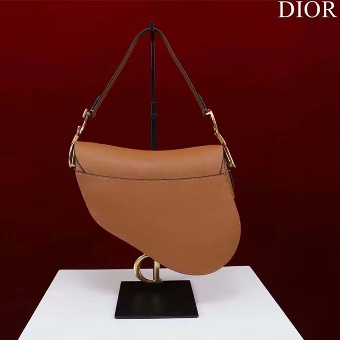 Dior Women CD Saddle Bag Strap Golden Saddle Grained Calfskin