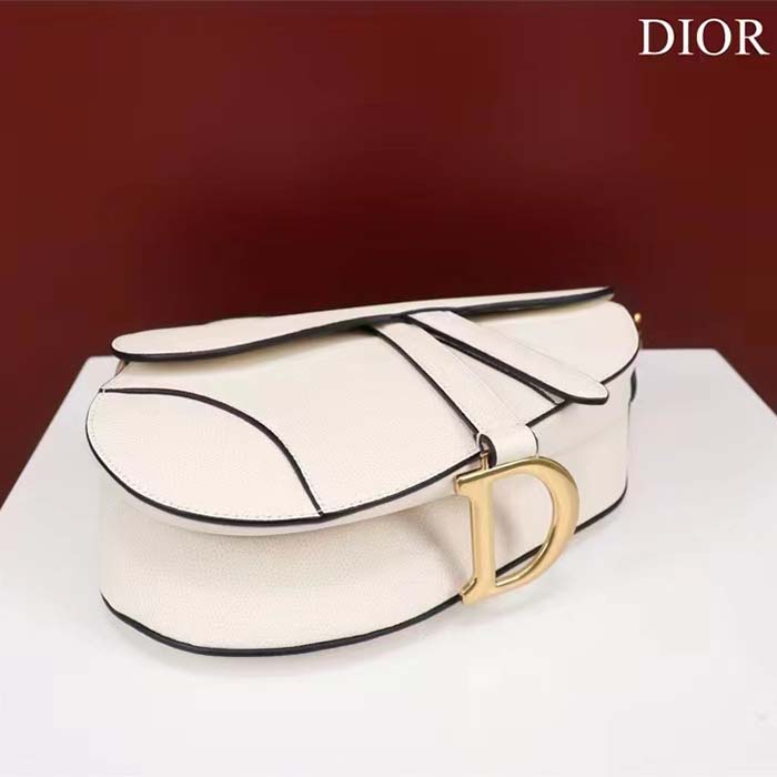 Dior Women CD Saddle Bag Strap Latte Grained Calfskin