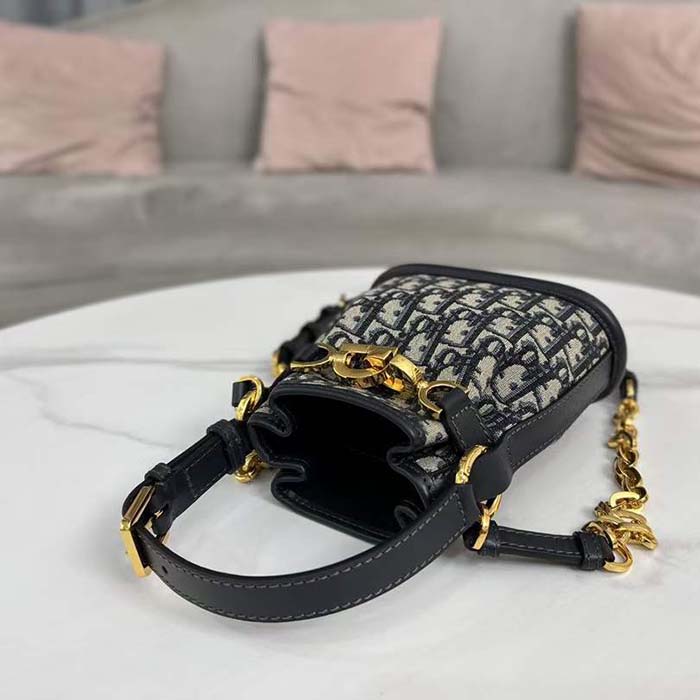 Dior Women CD Small C’est Dior Bag Blue Dior Oblique Jacquard