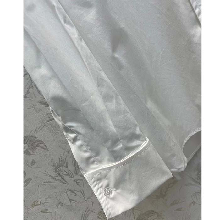 Dior Women CD Wing-Collar Shirt White Cotton Poplin