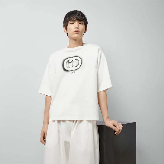 G*u*i gg men cotton jersey t-shirt crewneck dropped shoulder short sleeves