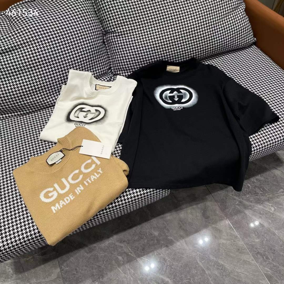 G*u*i gg women cotton jersey t-shirt crewneck dropped shoulder short sleeves
