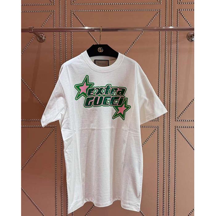 G*u*i gg women cotton jersey t-shirt off white crewneck short sleeves