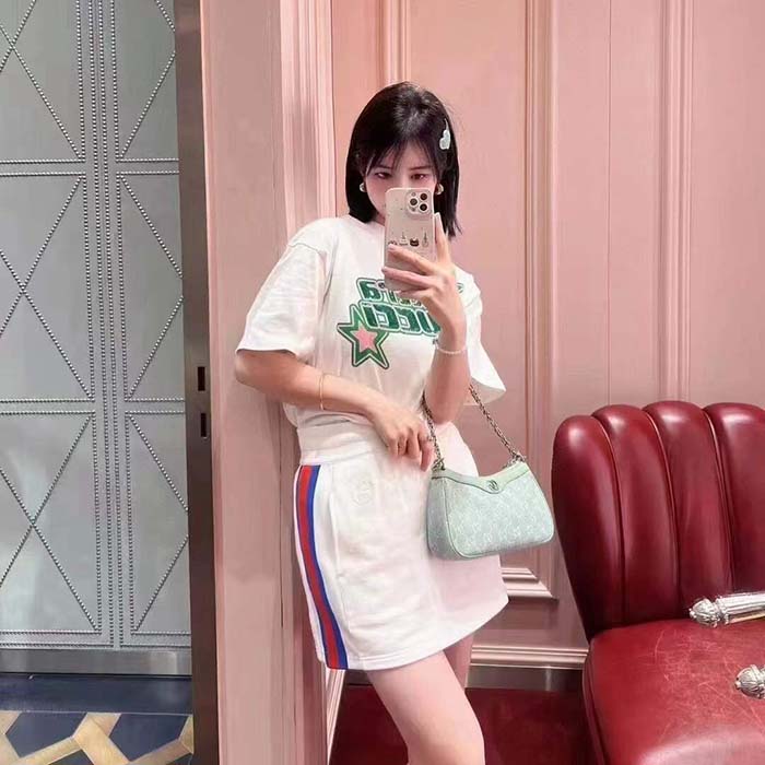 G*u*i gg women cotton jersey t-shirt off white crewneck short sleeves