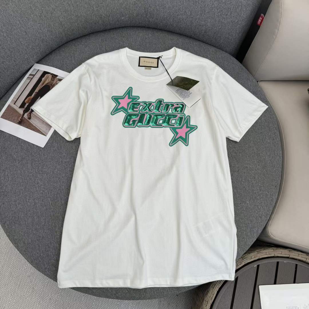 G*u*i gg women cotton jersey t-shirt off white crewneck short sleeves