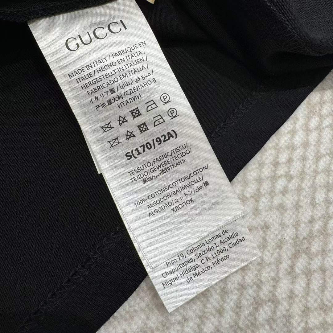 G*u*i gg women cotton jersey t-shirt patch black crewneck short sleeves