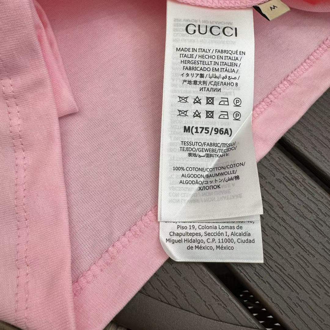 G*u*i gg women cotton jersey t-shirt patch pink crewneck short sleeves