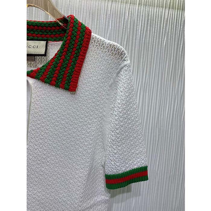 G*u*i gg women cotton lace polo t-shirt white short sleeves