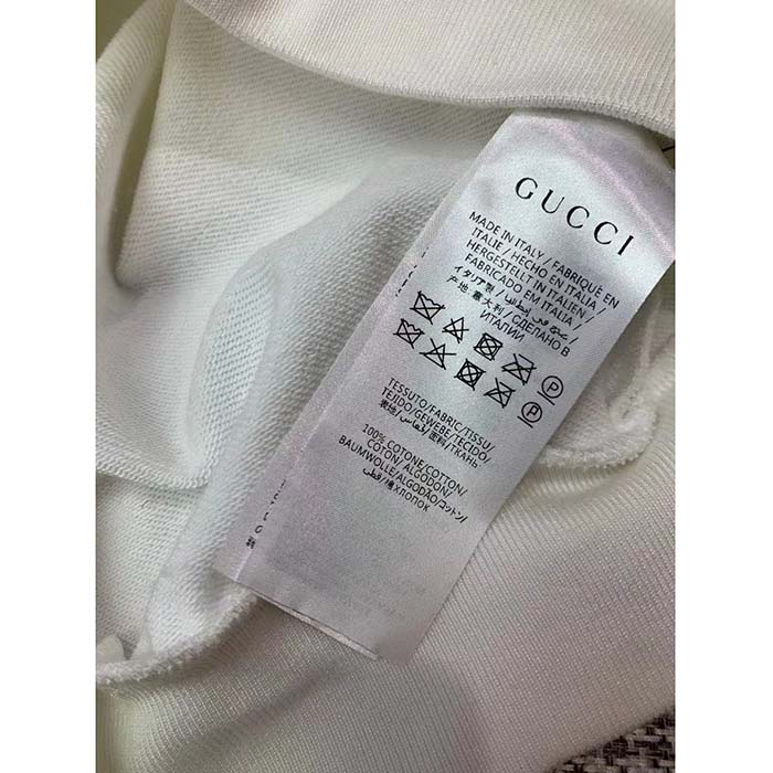 G*u*i gg women jersey sweatshirt embroidery white cotton turtleneck dropped shoulder
