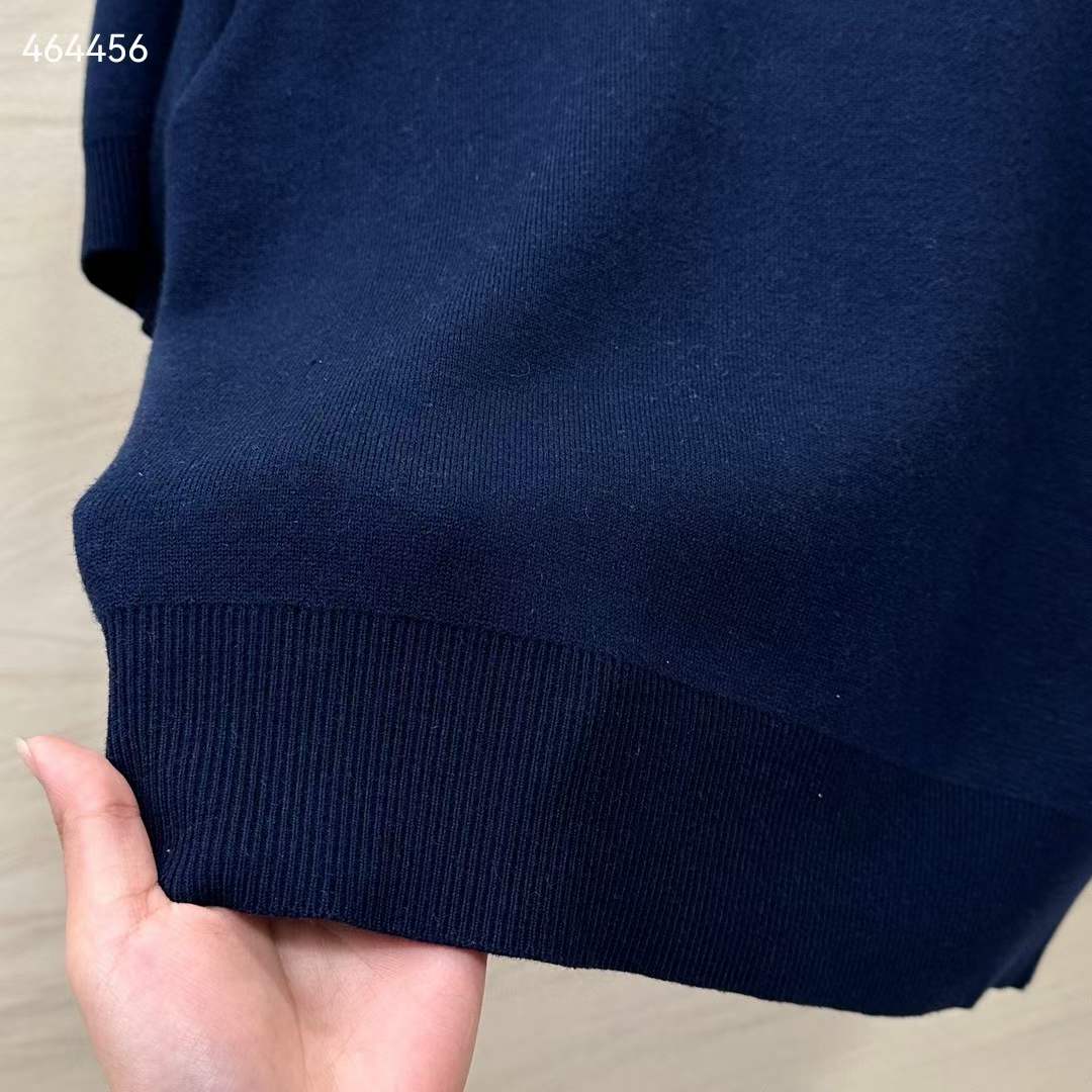 G*u*i gg women wool top G*u*i intarsia navy crewneck short sleeves