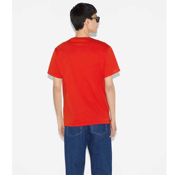 G*u*i men cotton jersey t-shirt embroidery eyes red crewneck short sleeves