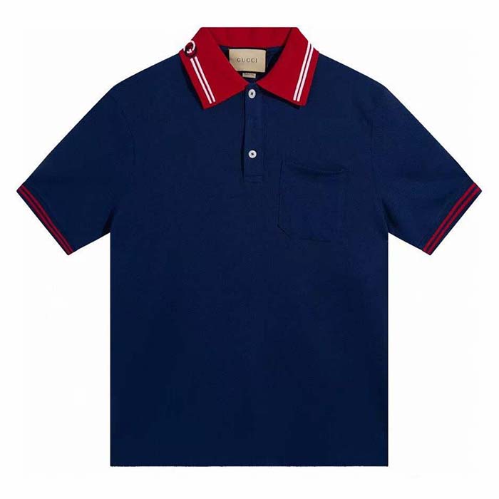 G*u*i women cotton piquet polo interlocking g side vents short sleeves