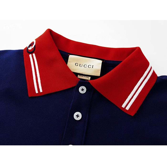 G*u*i women cotton piquet polo interlocking g side vents short sleeves