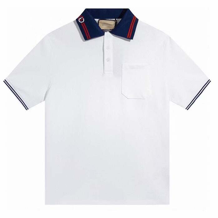 G*u*i women cotton piquet polo interlocking g white side vents short sleeves
