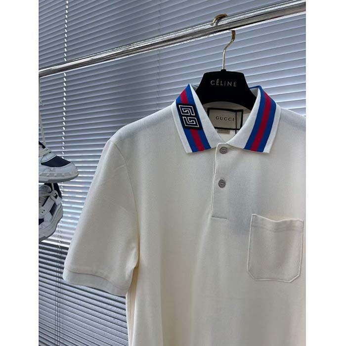 G*u*i women cotton piquet polo square gg collar short sleeves