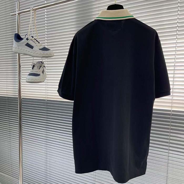 G*u*i men cotton polo interlocking g black short sleeves regular fit