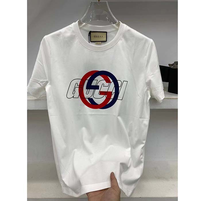 G*u*i men gg cotton jersey printed t-shirt crewneck short sleeves