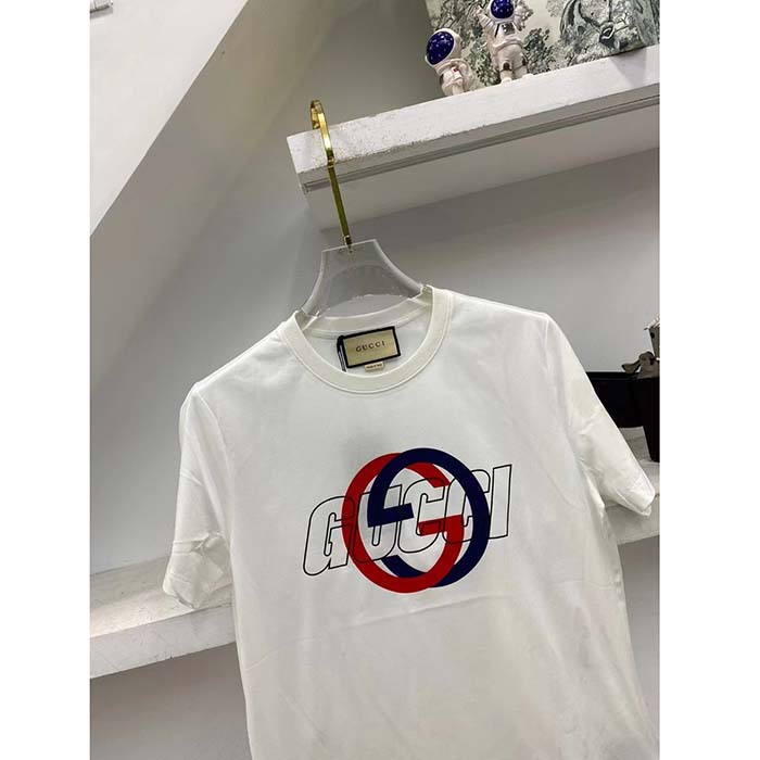 G*u*i men gg cotton jersey printed t-shirt crewneck short sleeves