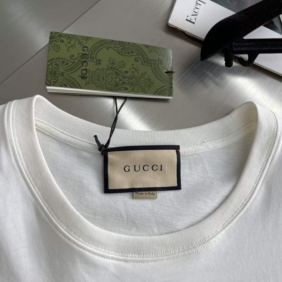G*u*i women gg cotton jersey printed t-shirt white crewneck short sleeves