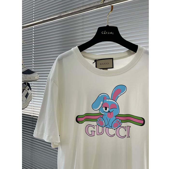 G*u*i women gg cotton jersey printed t-shirt white crewneck short sleeves