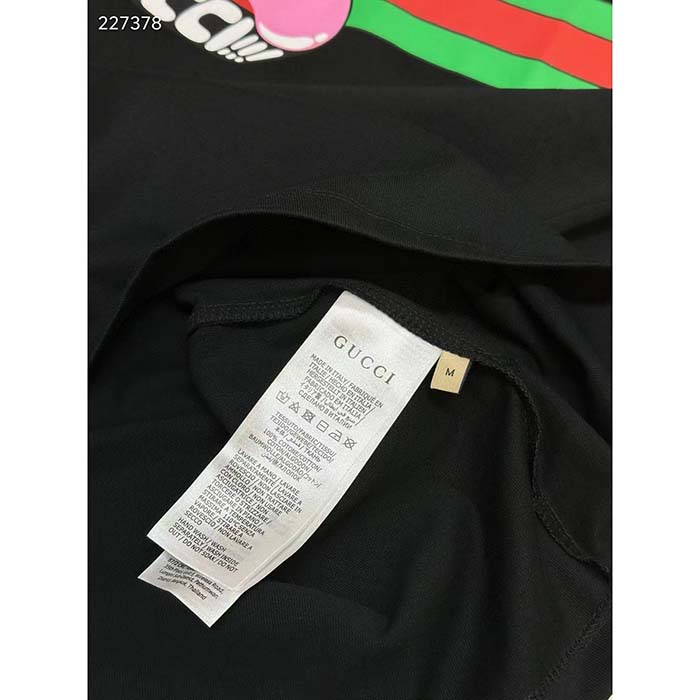 G*u*i women gg cotton jersey t-shirt print black crewneck short sleeves