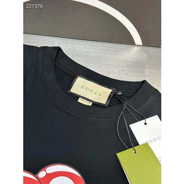 G*u*i men gg cotton jersey t-shirt print black crewneck short sleeves