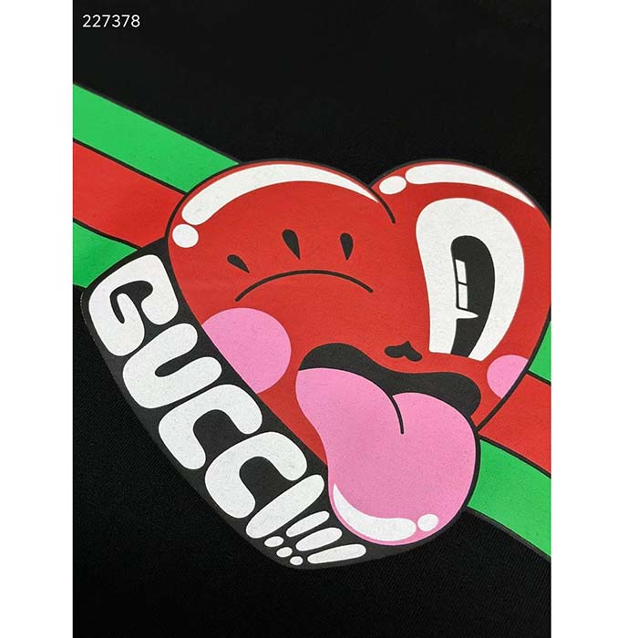 G*u*i women gg cotton jersey t-shirt print black crewneck short sleeves