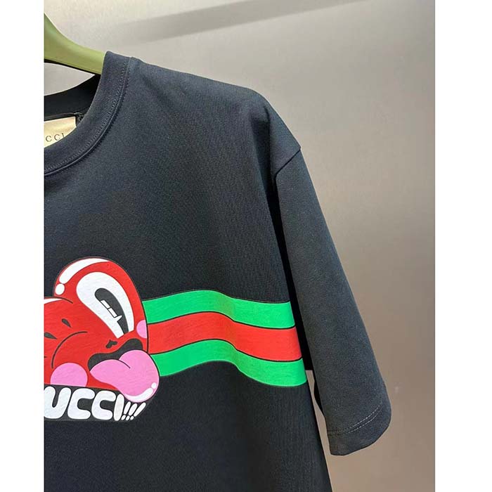 G*u*i women gg cotton jersey t-shirt print black crewneck short sleeves