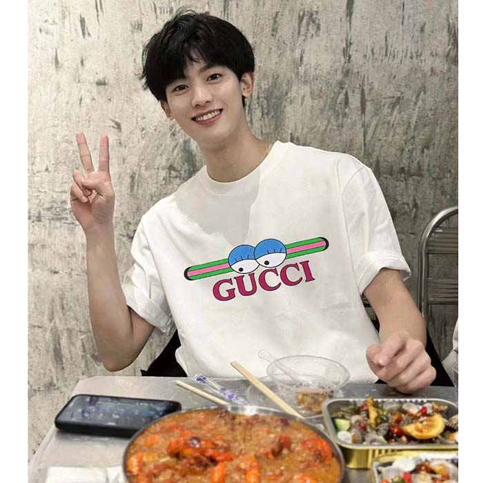 G*u*i men gg cotton jersey t-shirt print white crewneck short sleeves