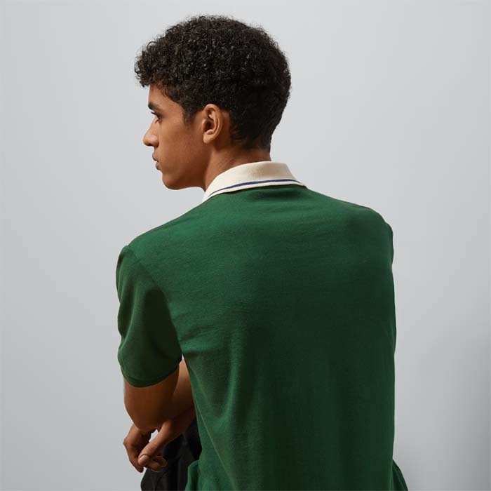G*u*i men gg cotton polo interlocking g green short sleeves chest pocket