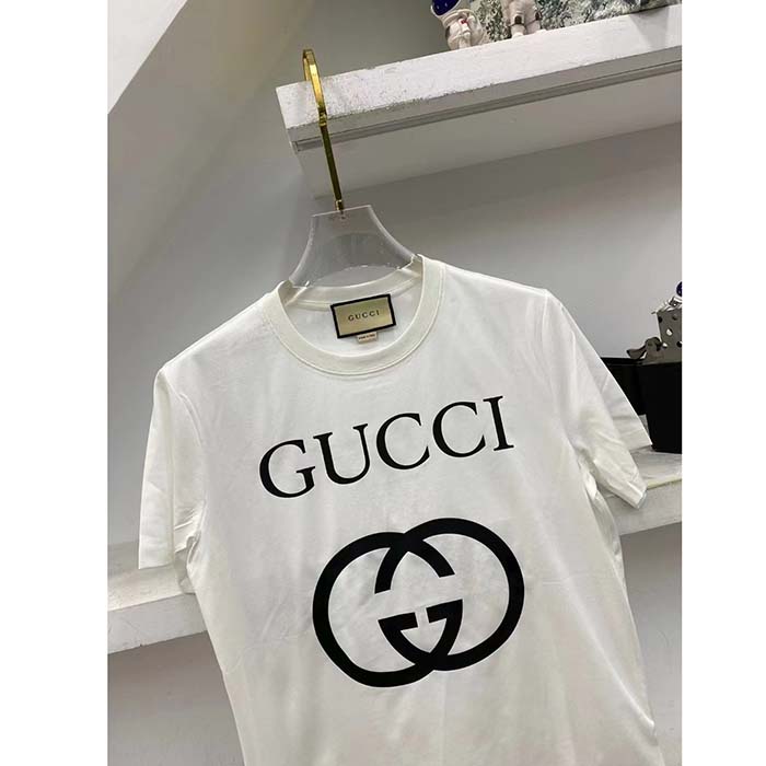 G*u*i women gg oversize t-shirt interlocking g off-white cotton jersey