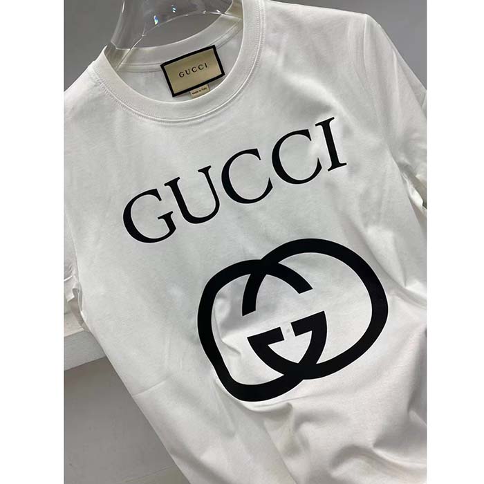 G*u*i women gg oversize t-shirt interlocking g off-white cotton jersey